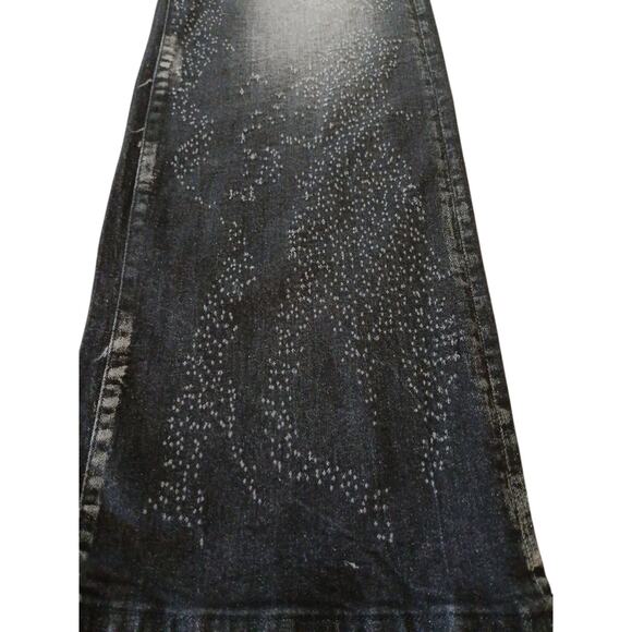 Nova Mens Black Jeans Sz 42 Switch Up The Flow Stacked Slim Fade Detail Distress - Picture 5 of 16